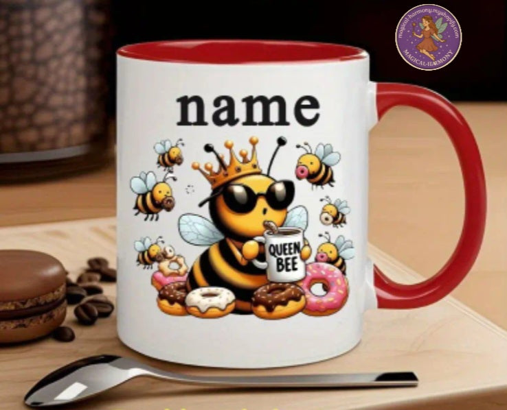Custom Ceramic ‘Queen Bee, Donut’ Mug