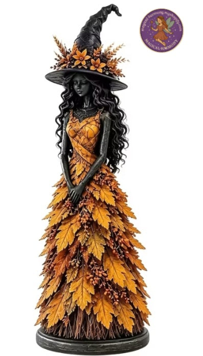1pc Enchanted Autumn Witch Figurine.