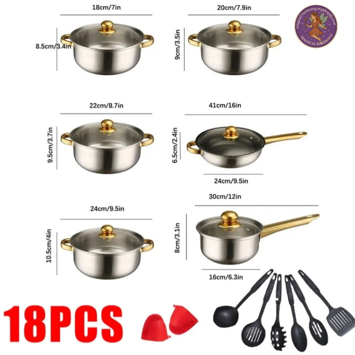 20pcs Stainless Steel Non-Stick Cookware Set