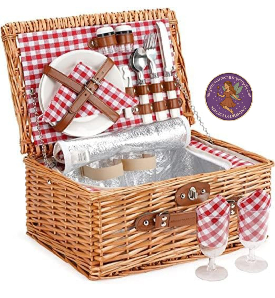 Wicker Picnic Basket For 4