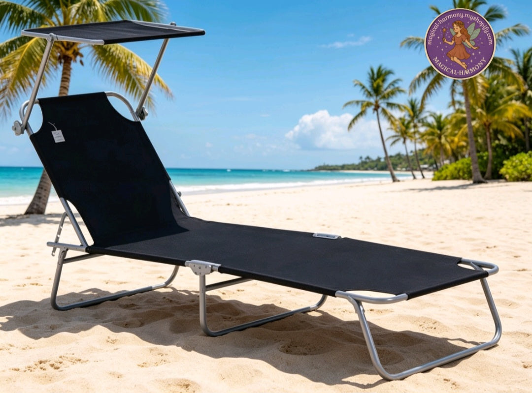Folding Sun Lounger with Canopy