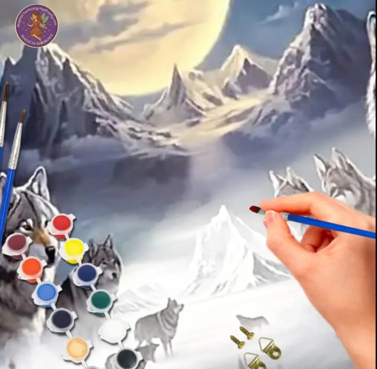 80x40cm Wolves Paint by Numbers Kit!