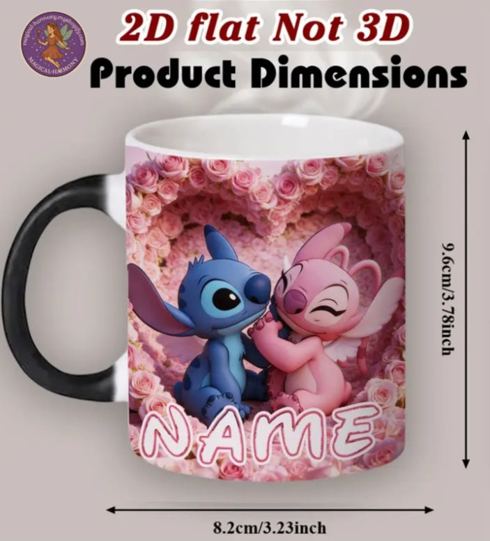 Customisable Disney Stitch & Angel Romantic Rose Mug
