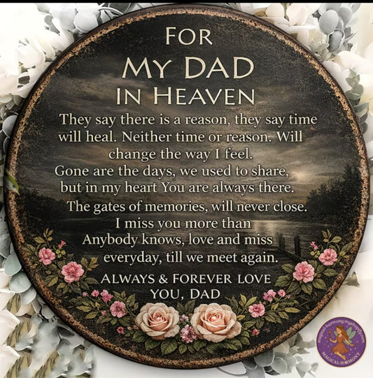 Dad in Heaven Memorial Plaque.