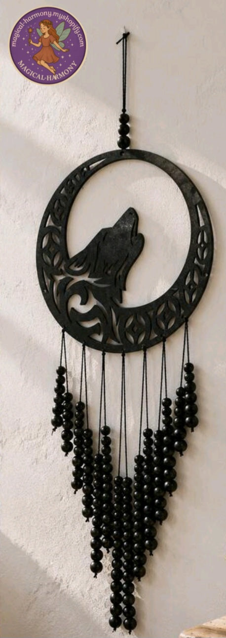 Bohemian Black Wolf Wall Hanging