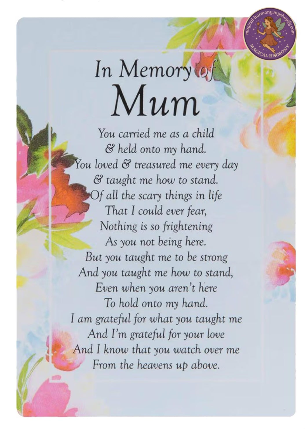 In Memory of Mum – Weatherproof Memorial Card