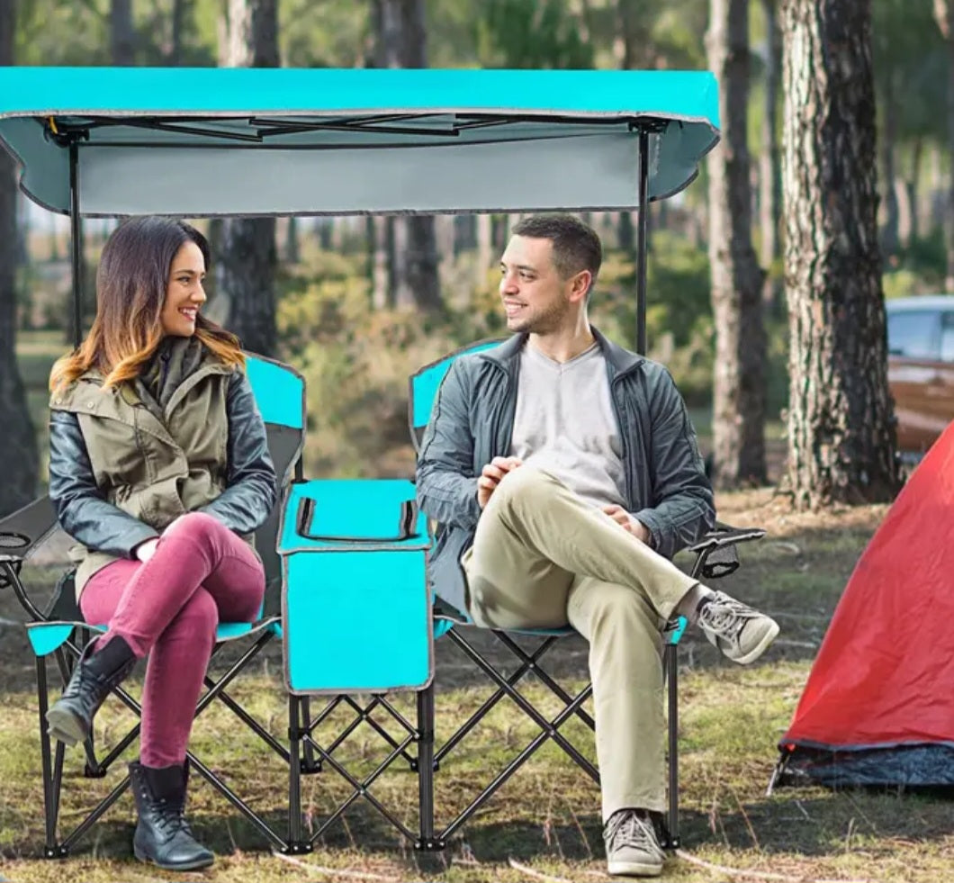 Double Sunshade Folding Chairs.