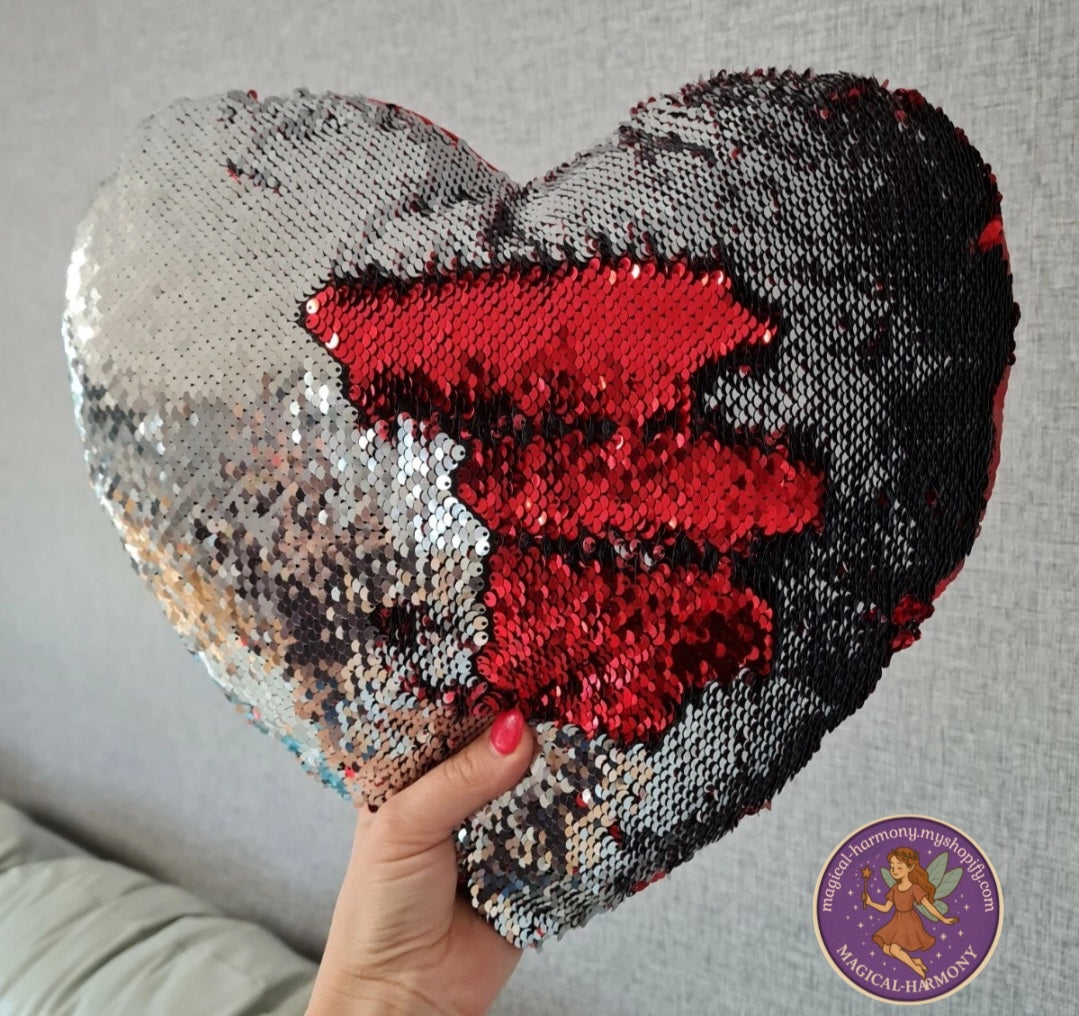 Sequin Heart Filled Cushion ❤
