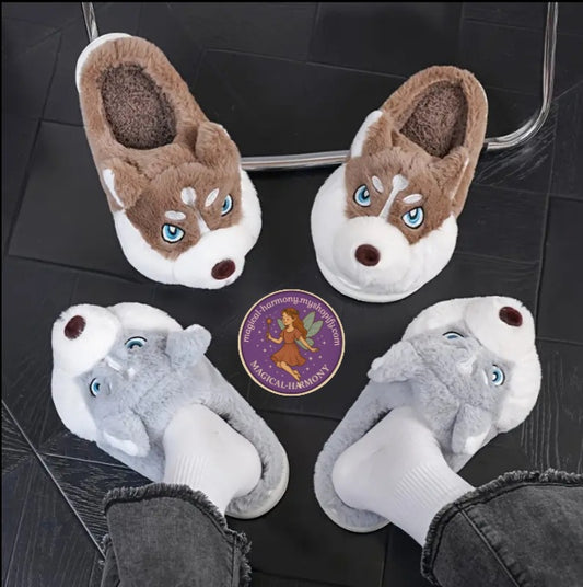 Unisex Cute Husky Slippers