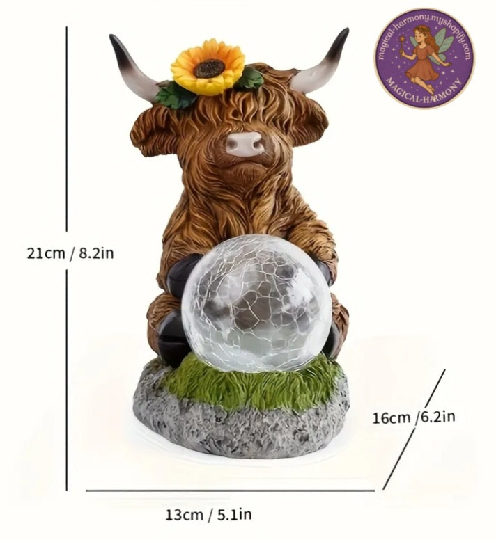 Solar-Powered Bull Glass Ball Statue