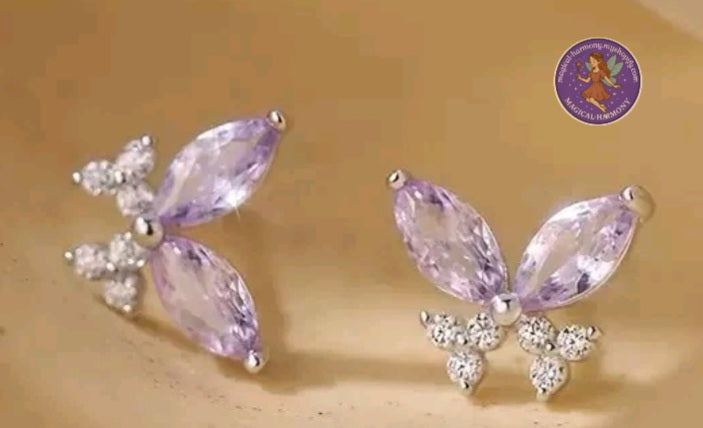 925 Sterling Silver Crystal Colourful Butterfly Stud Earrings Women Jewellery UK