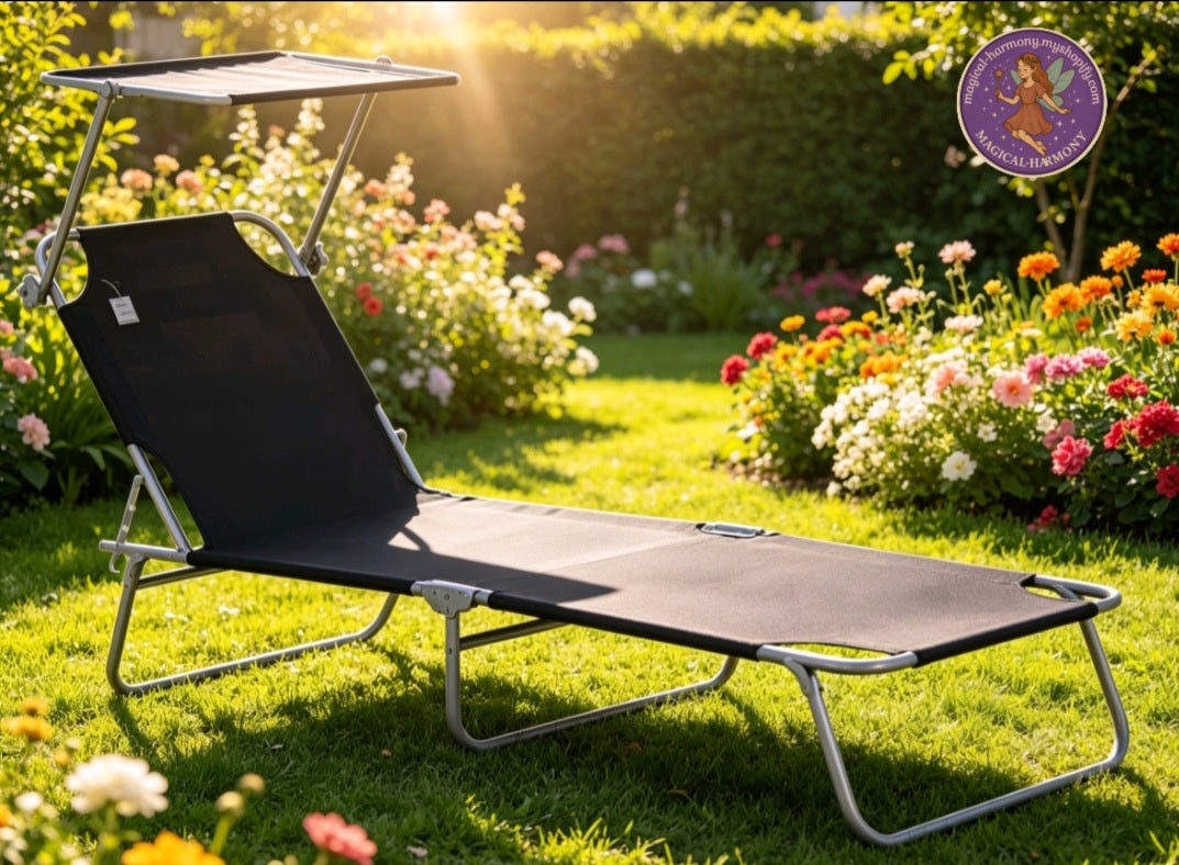 Folding Sun Lounger with Canopy