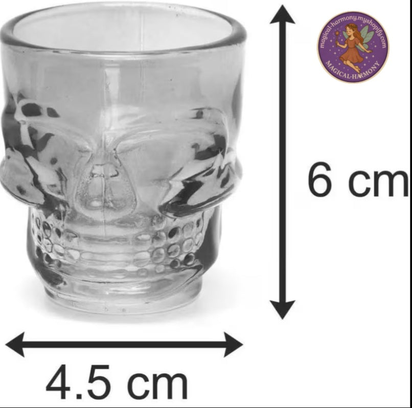 Set of 4 Tinted Glass Skull Shot Glasses!