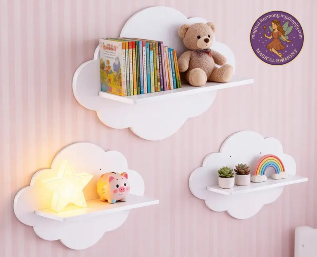 Set of 3 White Cloud Relief Wall Frames