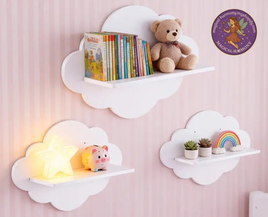 Set of 3 White Cloud Relief Wall Frames