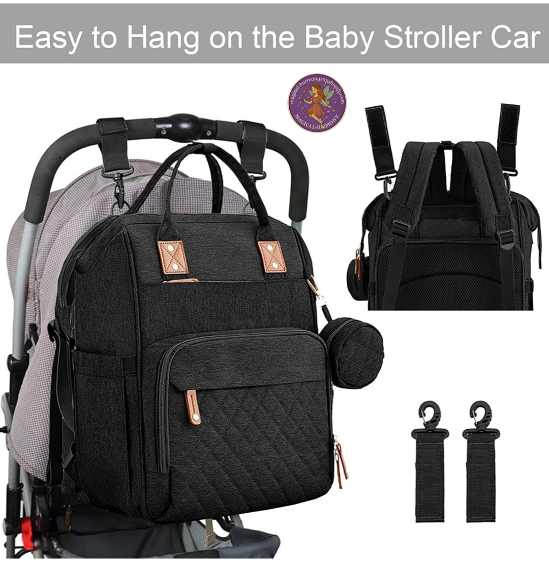 Baby Diaper Backpack With Portable Baby Bed/Changing Station