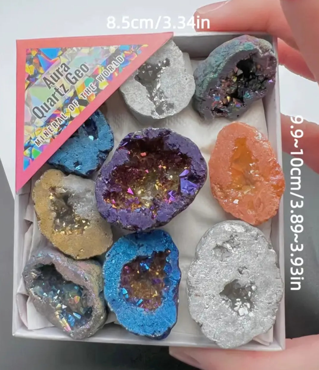 9 piece Natural Stone Geode Quartz
