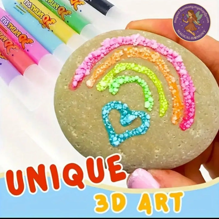 6 3D Popcorn Colour Pens