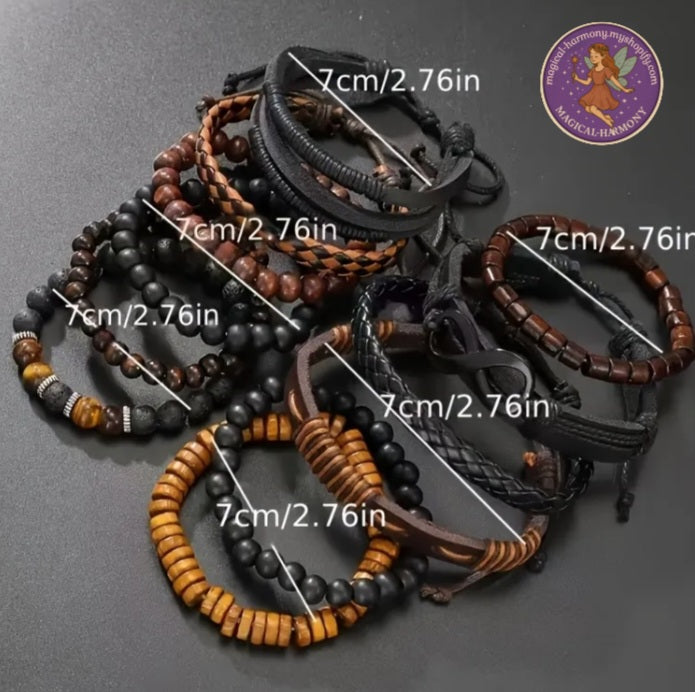 10PCS Men’s Bohemian Retro Bracelet Set