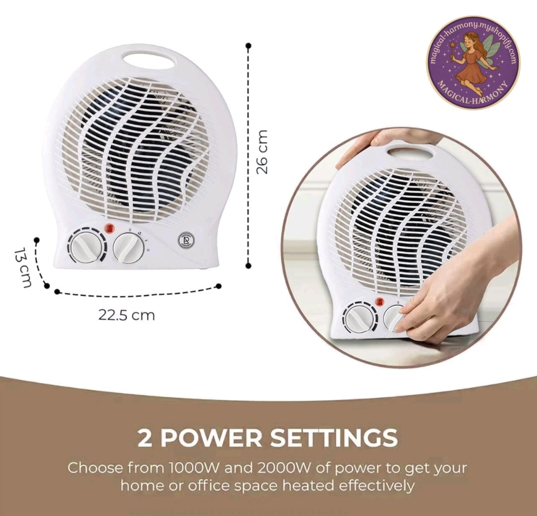 Fan Heater 1000W 2000W KW Portable Electric Hot Warm Air Overheat Protection