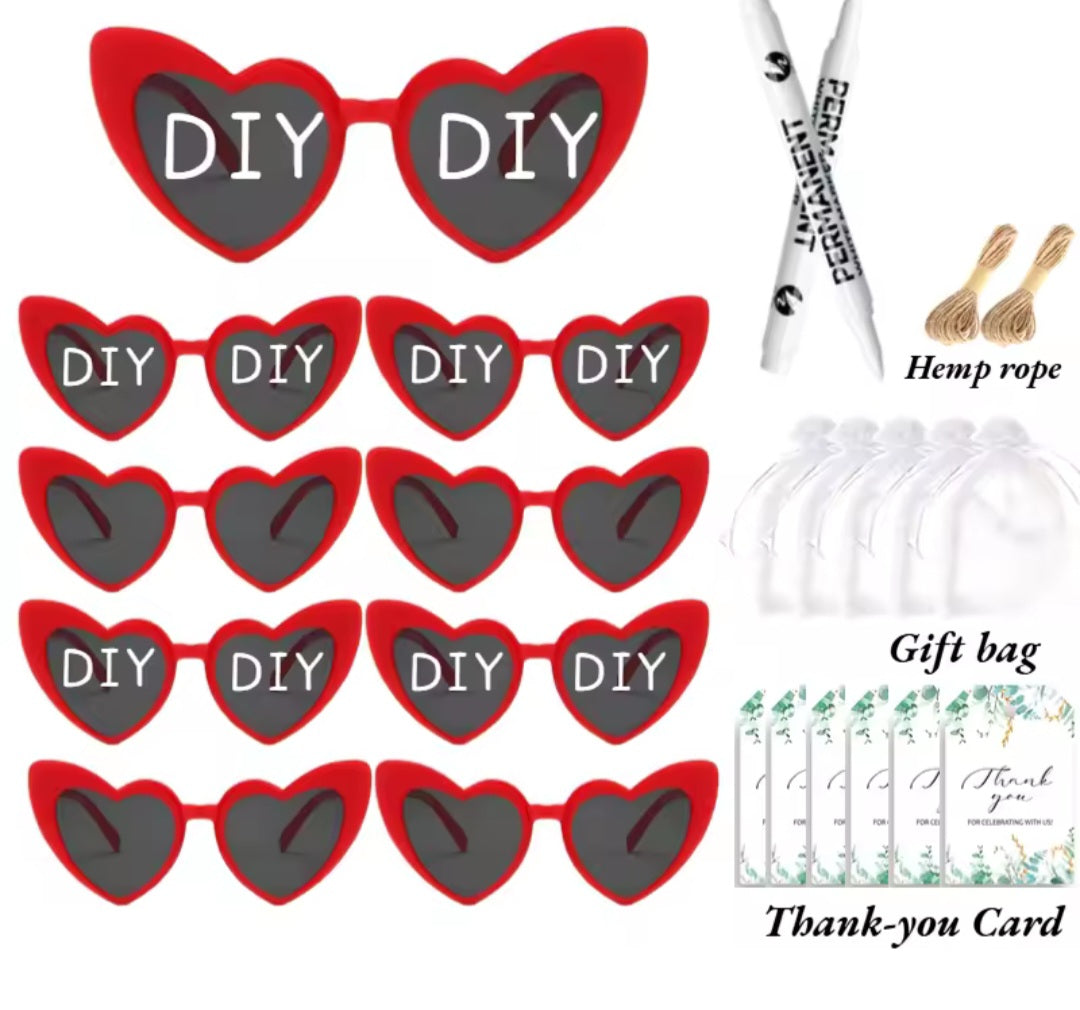 60 Pairs DIY Heart Shaped Sunglasses.
