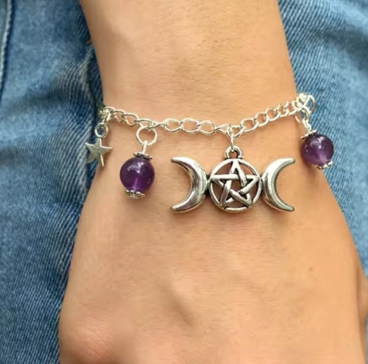 Triple Moon Amathyst Bracelet.