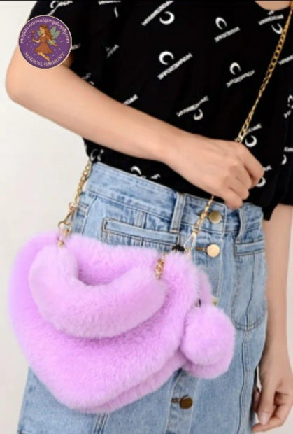 Women’s Plush Heart-Shaped Shoulder Bags