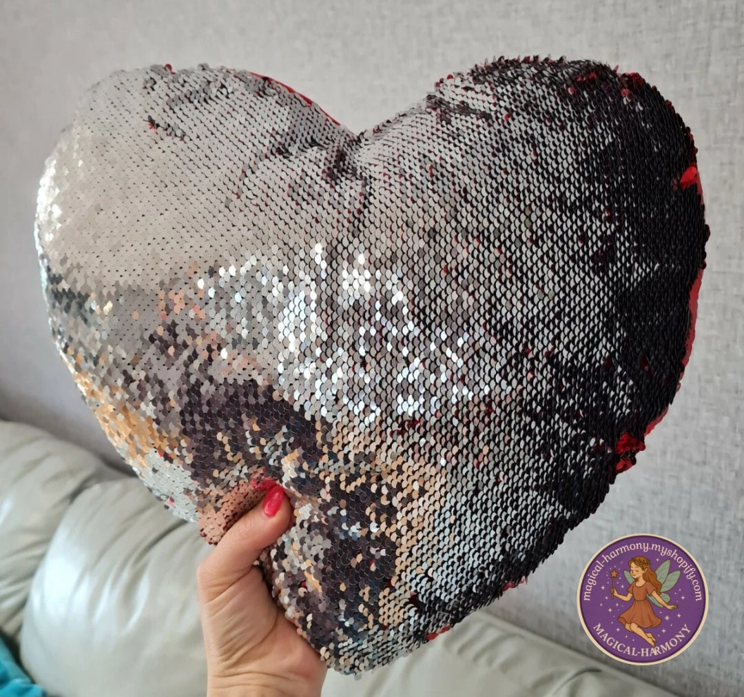 Sequin Heart Filled Cushion ❤