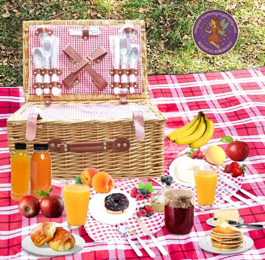 Wicker Picnic Basket For 4