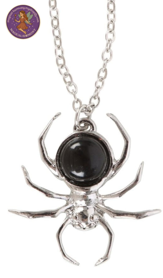 Black Obsidian Spider Necklace