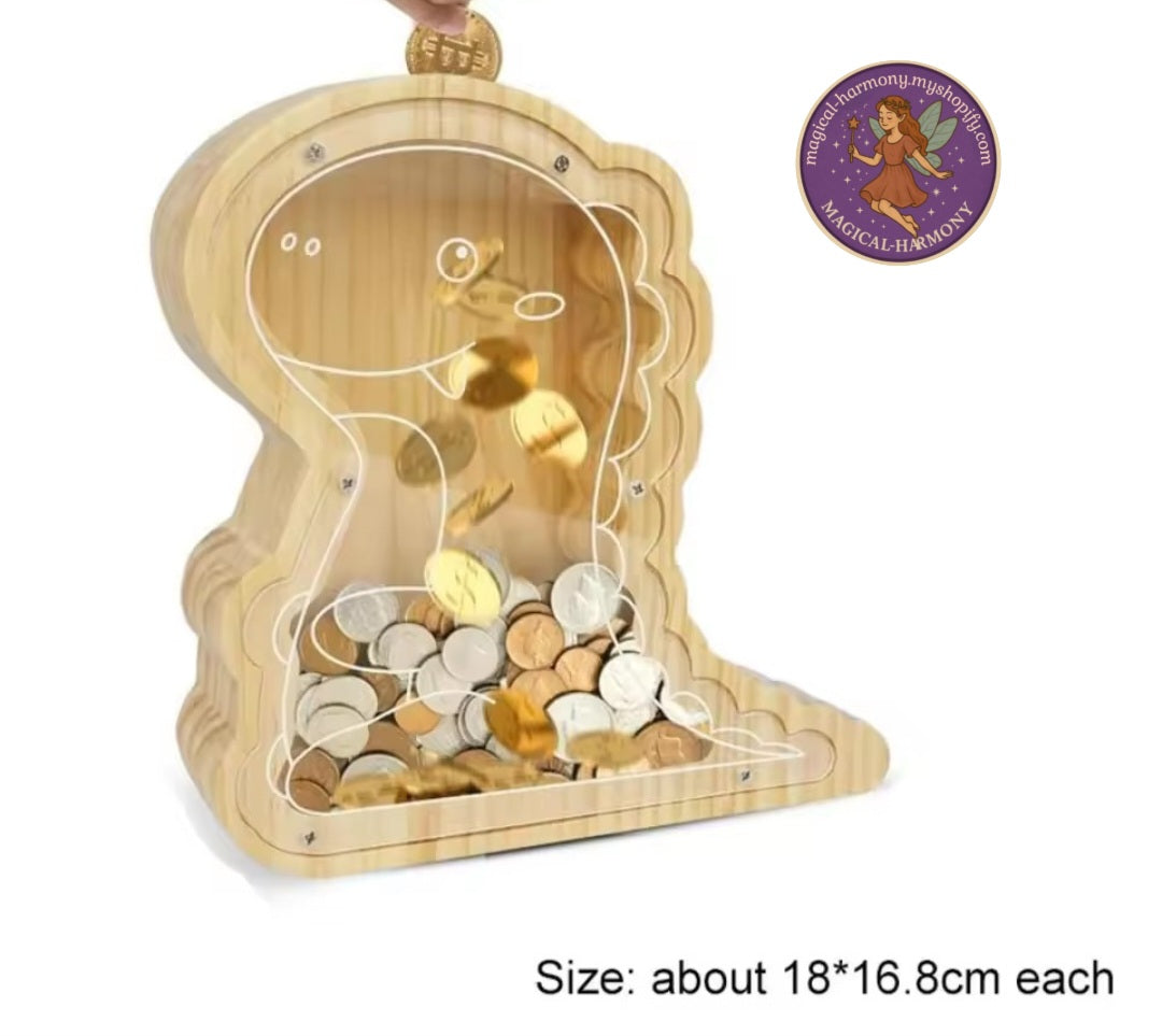 Wooden Dinosaur Money Boxes