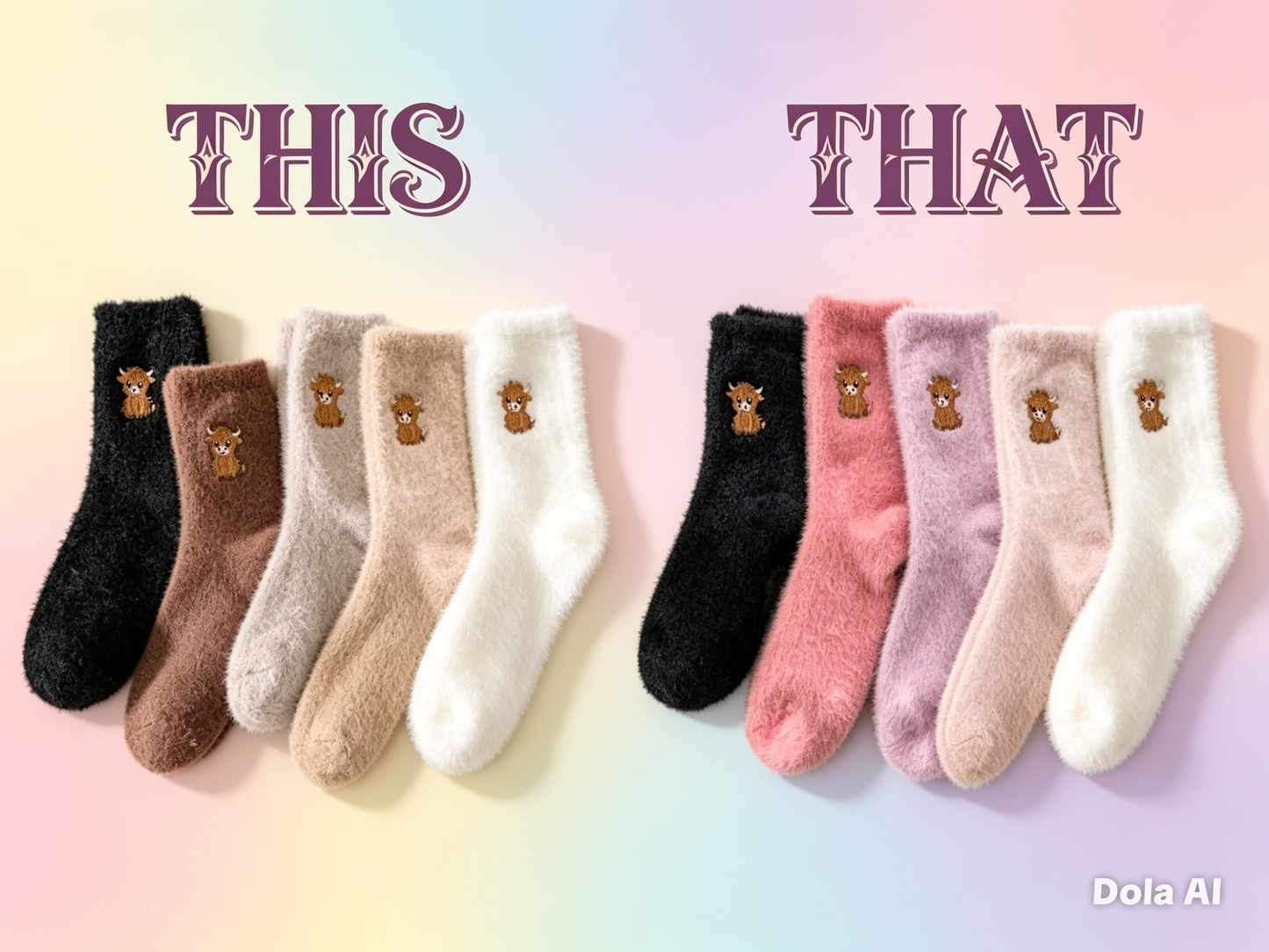 Cute Highland Cow Cosy Fluffy Socks