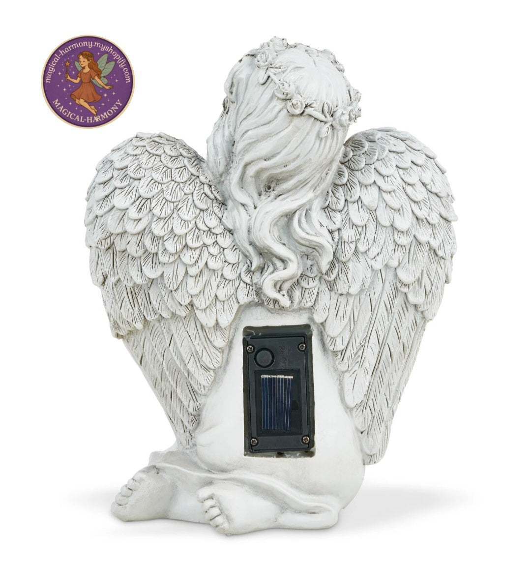 Garden Ornament Solar Fairy Angel Cherub Statue Lantern Decoration.