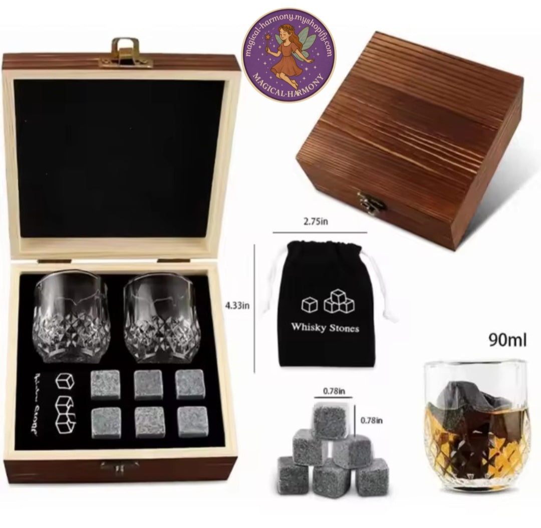 Whiskey Stones & Glass Set