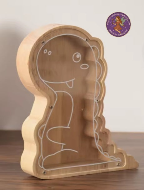 Wooden Dinosaur Money Boxes