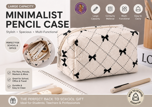 Large-Capacity Corduroy Pencil Case