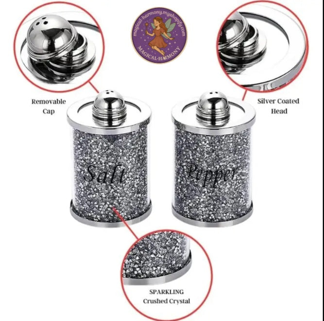 3-Piece Crystal Crushed Diamond Salt & Pepper Set
