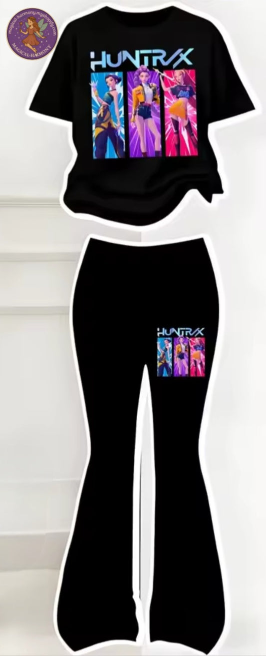 Girls Short Sleeve Top & Bell Bottom Pants Set
