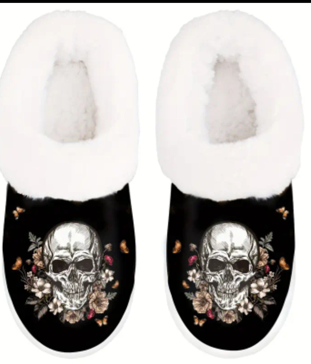 Cozy Skull Print Slippers.