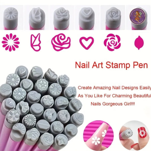 31 Piece Professional Nail Art Stamping Pen Set