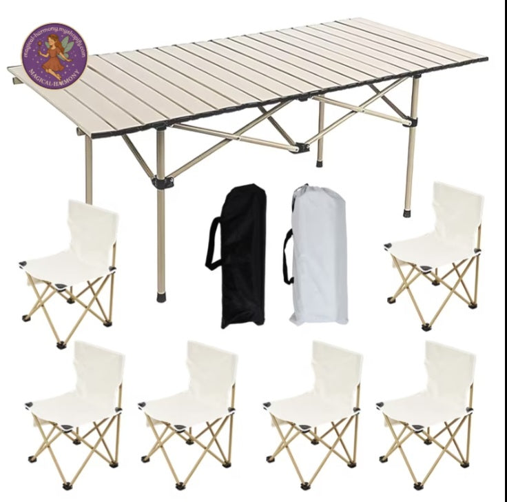 7 Piece Outdoor Folding Table & Chair Set 🤍🏕️