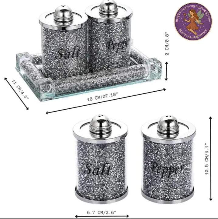 3-Piece Crystal Crushed Diamond Salt & Pepper Set
