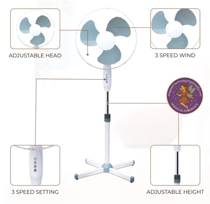 Harewood 16" White Oscillating Floor Fan