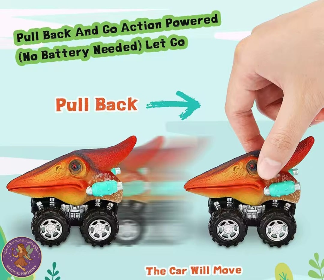 6-Piece Mini Monster Dinosaur Toy Cars!