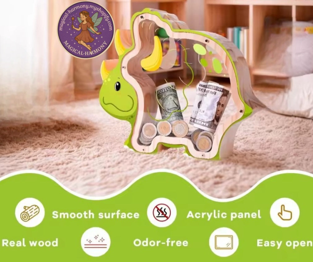 Wooden Dinosaur Money Boxes