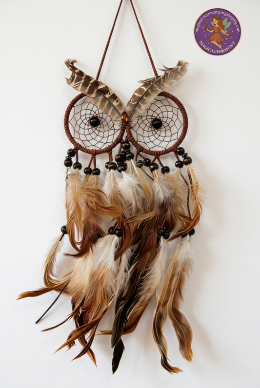 Artificial Feather Owl Dream Catcher