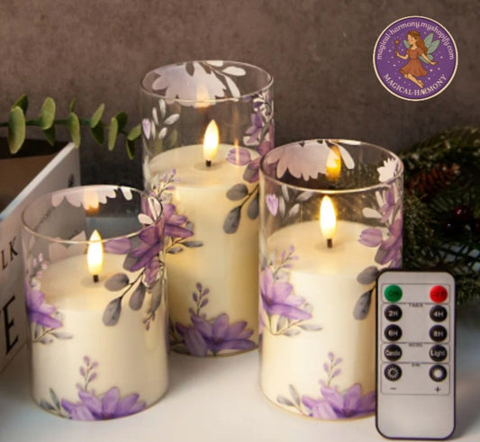 3pcs Smokeless LED Flower Candle Set