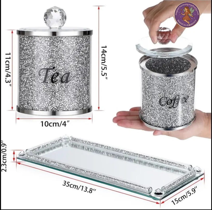 Set of 4 Mirrored Glass Canisters