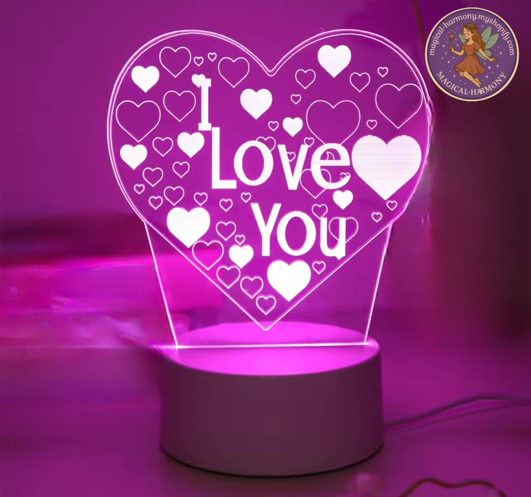 Pink I Love You 3D Night Light.