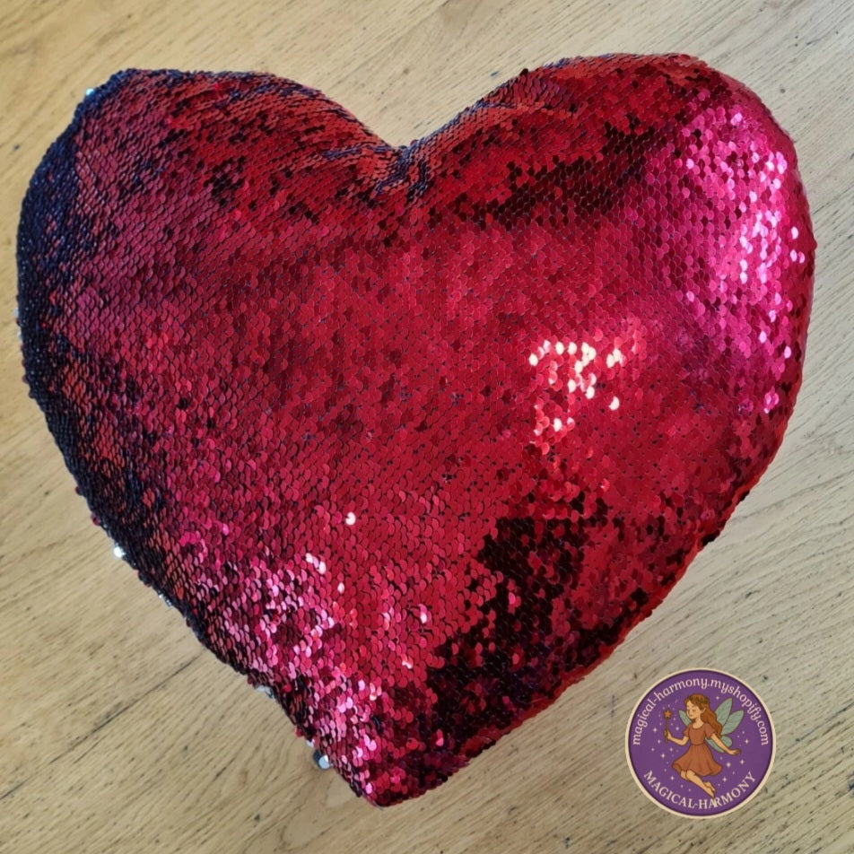 Sequin Heart Filled Cushion ❤